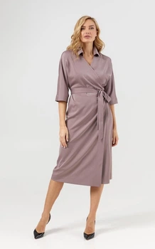 Женское платье миди на запах с рукавом Ария STYLE NIKA MKSN2425 - 50, Капучіно