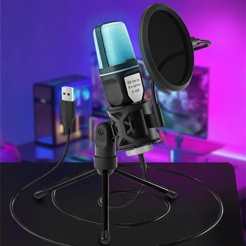 Микрофон USB RGB настольный Yanmai SF666R портативный для ПК конденсаторный потоковый для записи стриминговый