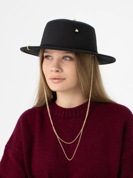 Фетровая шляпа канотье с цепью и булавкой D.Hats цвет черный