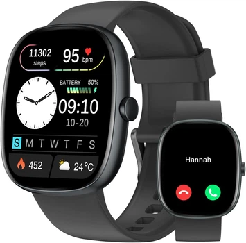 Смартгодиник HUAKUA D3, 100+ спортивных режимов, IP68 водонепроницаемость, сенсорный HD-дисплей 1.85”, подсчет шагов, калорий и дистанции