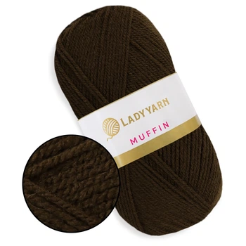 Lady Yarn Muffin, Коричневый №3 - акриловая пряжа 100 г / 300 м, 100% акрил, для свитеров, пледов, игрушек, аксессуаров и ковровой вышивки