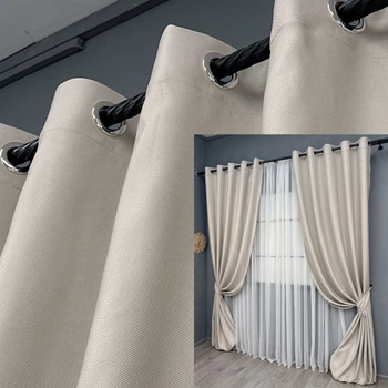 Комплект готовых штор на люверсах VR-Textil Рогожка TERRA LUXE № 1859ш Пепельный 150х270 см 2 шт (37-0299)