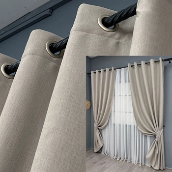 Комплект штор на люверсах VR-Textil Блэкаут двусторонний Scandi № 1905ш Тауп 150х250 см 2 шт (37-0300)