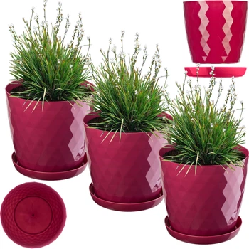 Горщики для квітів Kadax Amily з підставками 25 см 3 шт. Амарантові (K10614)