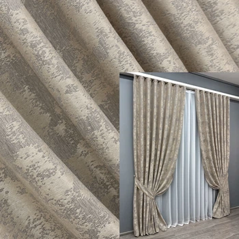 Комплект готовых штор VR-Textil Жаккард Sultan XO №1144ш Кофейно-серый 150х270 см 2 шт (30-957)