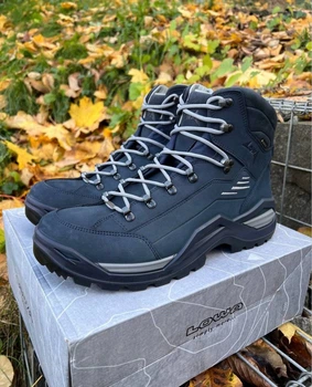 Ботинки LOWA RENEGADE GTX MID 100 Years Gore-Tex технология подошва Vibram синего цвета размер 47