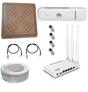 Комплект WiFi-роутер Netis MW5230 с модемом 3G 4G LTE Huawei E3372h-607 с антенной КВАДРАТ MIMO 2x24 дБи