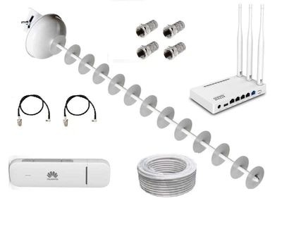 Комплект WiFi-роутер Netis MW5230 с модемом 3G 4G LTE Huawei E3372h-607 и антенной RNet Стрела-5 MIMO 2x20 дБи
