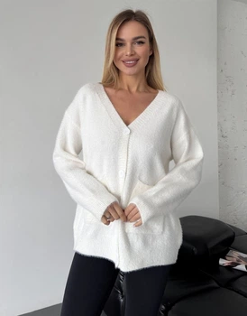 Пухнастий кардиган білий 111812 One size Білий