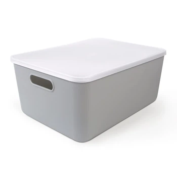 Ящик для хранения с крышкой MBM HOME FH-13/FH-16 GRAY пластиковый серый