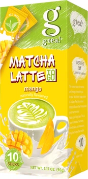 Упаковка напитка G’tea на основе зеленого чая Matcha Latte Mango 10 шт х 9 г (5060846021688)