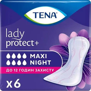 Женские урологические прокладки Tena Lady Protect+ Maxi Night (8 капель) 6 шт.