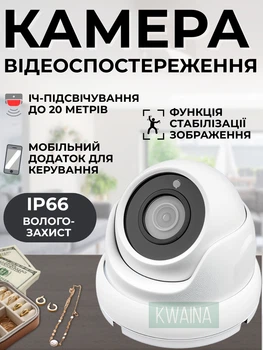 Дротова IP-камера відеоспостереження HD для вулиці та приміщень з нічною зйомкою антивандальний корпус, біла