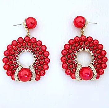 Сережки акцентные Красные бусины