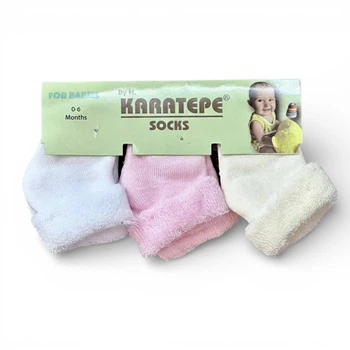 Носочки детские утепленные махровые 3 пары для девочки 8-10 (0-6 мес) разные цвета