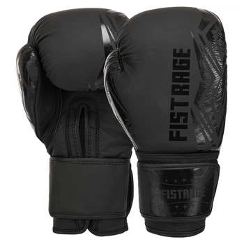Перчатки боксерские кожаные на липучке Fistrage Fight Gear 7891 размер 14 унций Black