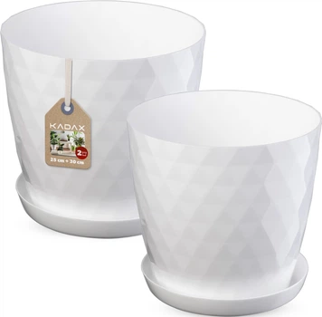 Горщик для квітів Kadax Amily з підставкою 25 см + 30 см Білий 2 шт. (K8170)