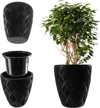 Горщик для квітів Kadax Jesi з вставкою 30 см Чорний (K4345)