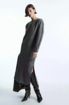 Сукня жіноча COS boiled-wool long-sleeved maxi dress 1216919002 XS Сірий