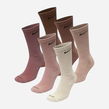Набор женских носков высоких хлопковых Nike Everyday Plus Cushioned SX6897-904 34-38 6 пар Разноцветный (195244786428)