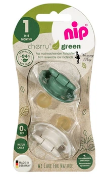 Пустушка Nip Вишенька GREEN, 0-6 міс., латекс, для хлопчика, 2 шт. (Бежево-зелені)
