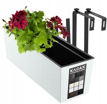 Doniczka Skrzynka balkonowa Kadax Begonia Dluto Uchwyty 19x56 cm Biała (5903699428825)