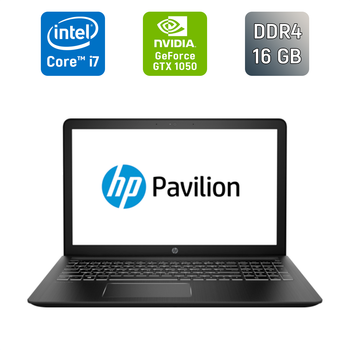 Ігровий ноутбук HP Pavilion Gaming 15-cd050od / 15.6" (1920x1080) IPS / Intel Core i7-7700HQ (4 (8) ядра по 2,8 - 3,8 ГГц) / 16 ГБ DDR4 / 500 ГБ SSD / nVidia GeForce GTX 1050, 4 ГБ GDDR5, 128-біт / WebCam / HDMI б/в