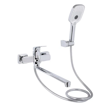 Смеситель для ванны Qtap Tern с длинным изливом и душевым гарнитуром QTTER260CRM47587 Chrome