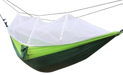 Гамак двомісний без планки UKC Hammock Net 260 х 135 см до 140 кг нейлон з сіткою зелений