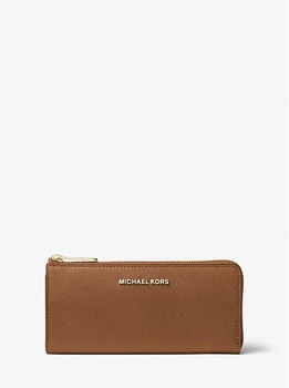 Женский кошелек Michael Kors Jet Set Travel Large Saffiano Leather Quarter-Zip Wallet коричневый