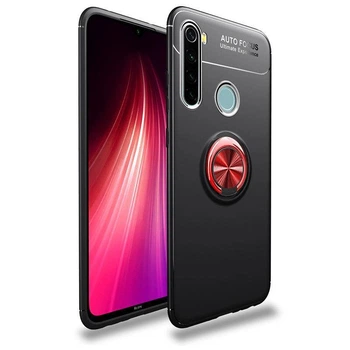 Силиконовый бампер для Xiaomi Redmi Note 8 с кольцом-держателем Красный