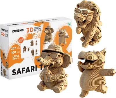Картонний конструктор Cartonic 3D Puzzle Safari Trio 267 елементів (CARTTRIOSAF)