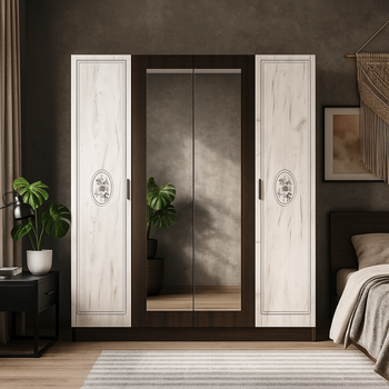 Шкаф платяной с полками Aramis Mebel Service Дуб крафт белый + Венге 160х51,2х203,4 см
