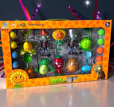 Набор детские игровые фигурки Растения против зомби, игрушка фигурка Plants vs Zombies в коробке (372240)