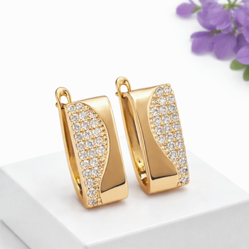 Сережки Xuping Jewelry довжина 1.6см ширина 7мм медичне золото позолота 18К с1469