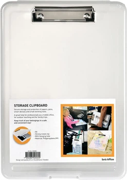 Podkładka do dokumentów z klipsem i przegródką BNT A4 1 szt Przezroczysta 230000 (7392265545345)