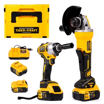 Набор аккумуляторный TigerKraft 2в1 (21V 5Ah) Ударный гайковерт GR895 PRO+Болгарка RM12 PRO 125мм