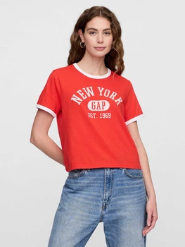 Футболка хлопковая короткая женская GAP 39189281 XL Красная (1159850967)