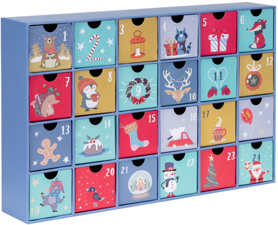 Adwentowy kalendarz świąteczny Springos z 24 szufladkami do wypełnienia 39 X 7 X 25 cm (5908455302944)