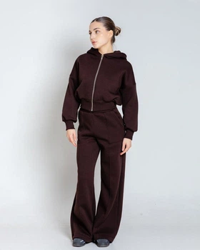 Женский костюм Pobedov Elegant Кофта + Штаны шоколадный размер M