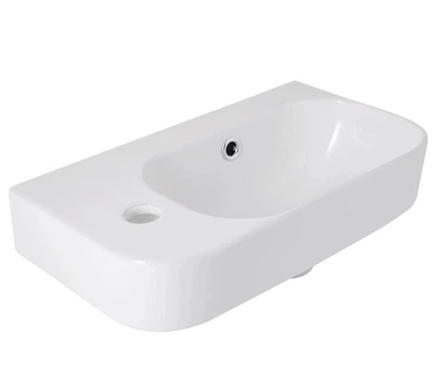 Раковина подвесная левая Qtap Tern 450х250 прямоугольная, белая матовая (QT1711H02LW)