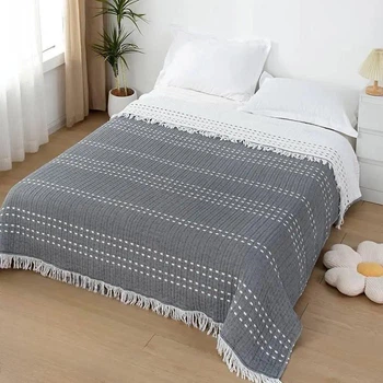 Двусторонний плед из муслина Евро 200х230 Графит (Р7-muslin-2025-003)