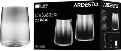 Набір склянок низьких Ardesto Black Mars Mira скло сірі 460 мл х 2 шт (AR2640GRG)