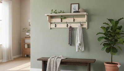 Вешалка настенная в прихожую Wood Style с полкой, 78 см