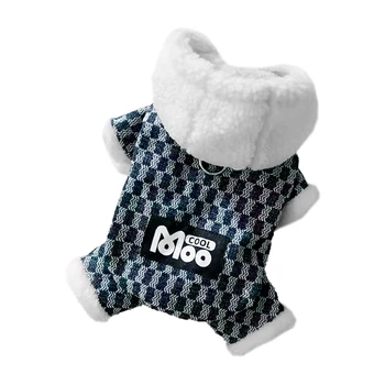 Комбінезон з капюшоном для собак Lesko Moo 2410SXMJ0172 Dark Blue S тедді з петлею для повідця