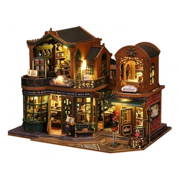 Конструктор румбокс для детей TWILIGHT-BOOKSHOP, 3D румбокс Книжный магазин Сумерки с подсветкой