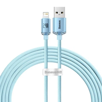 Кабель Baseus Crystal Shine Series USB 2.0 to Lightning 2.4A Fast Charging 2m Sky Blue (CAJY001203)