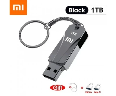 Флеш накопитель-память Xiaomi в металлическом корпусе USB3.0 + переходники TYPE-C+Micro USB 1TB 671 Black