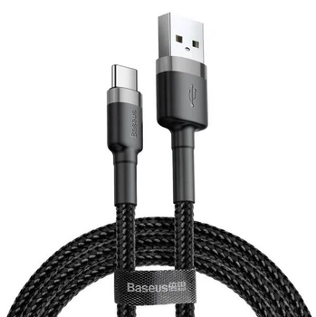 Кабель Baseus Cafule USB 2.0 to USB-C 2A 3m Black/Grey (CATKLF-UG1)
