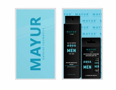 8.1 Подарочный мужской набор для тела и лица натуральный "Aqua for man" (духи, бальзам для губ) TM Mayur